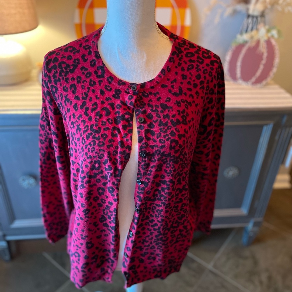 Croft & Barrow Women's Red Leopard Print Jacket